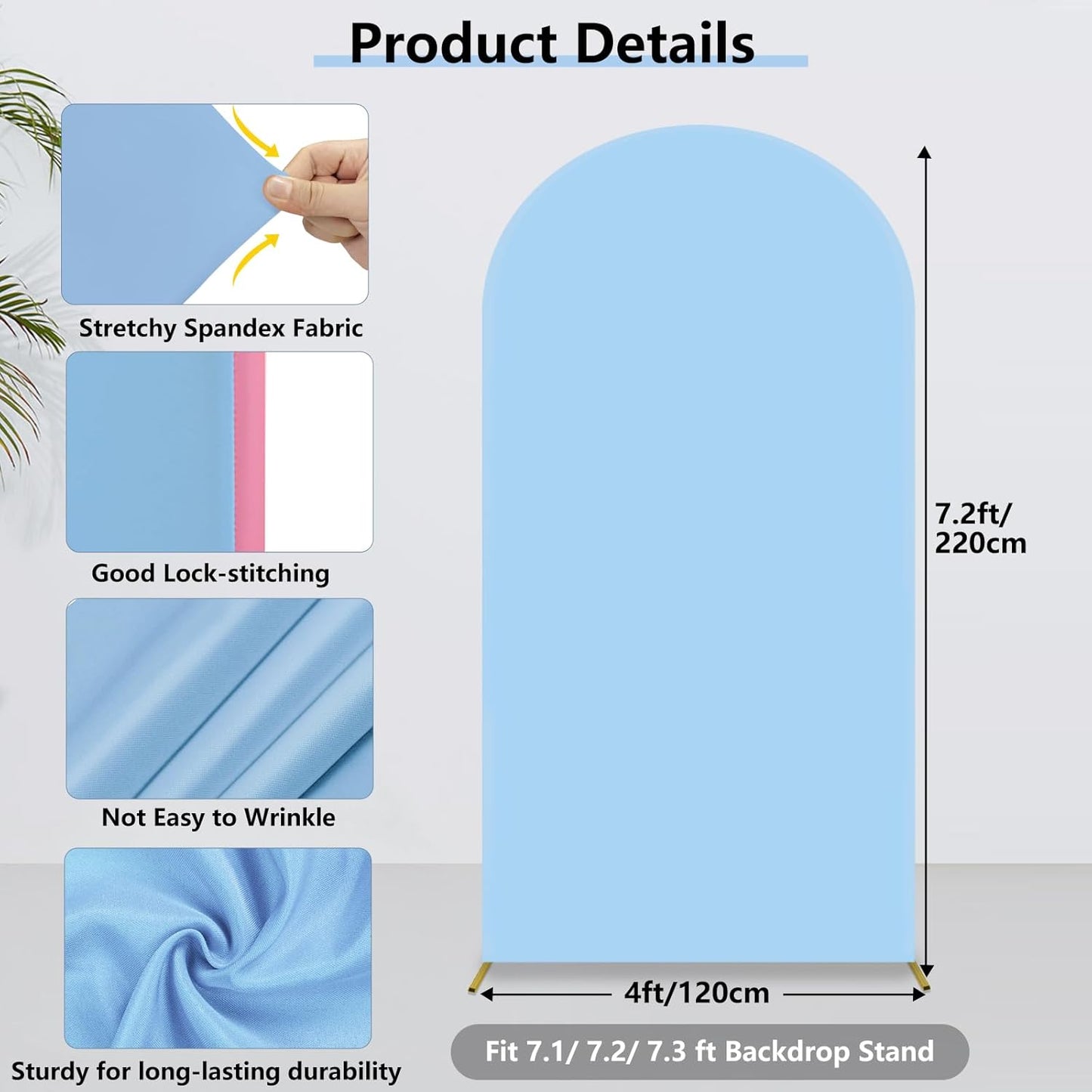 HEMMOTOP 7.2 ft Arch Backdrop Cover (One Piece Double Color), Pink and Blue Spandex Arch Stand Covers, Fabric Stretchy Background for Balloon Arches, Wedding, Birthday Party, Baby Shower