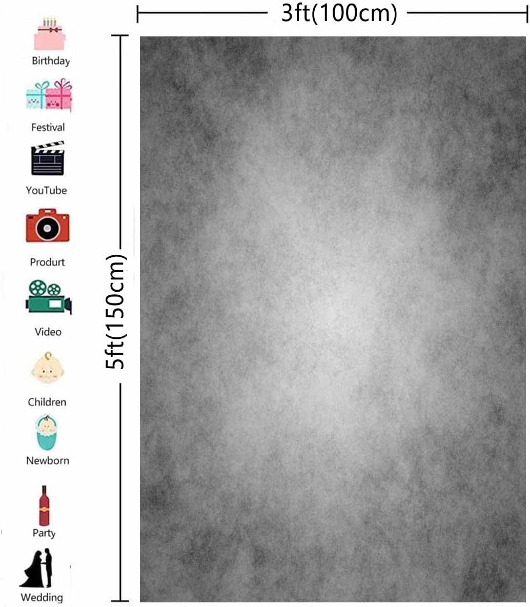 3x5ft Gray Abstract Photography Backdrops Grey Portrait Photo Studio Prop Background for Photographyer Ash Texture Backdrop for Party