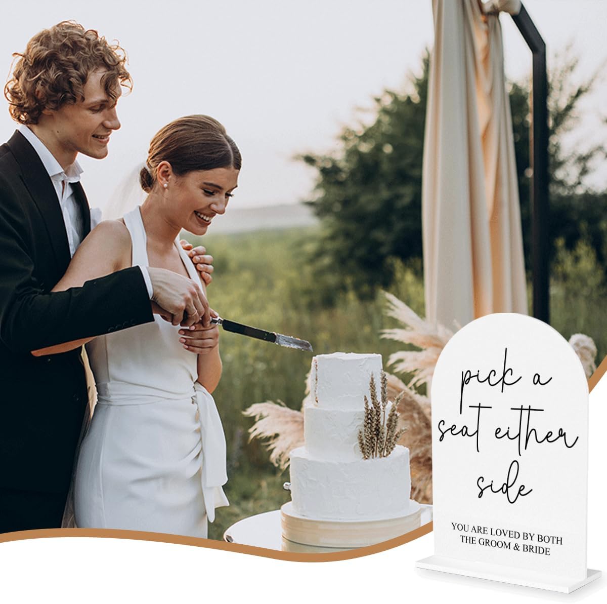 Pick a Seat Not a Side Wedding Sign, Engagement Bridal Shower Decor fo Ceremony Reception Party, Weddings Table White Acrylic Sign