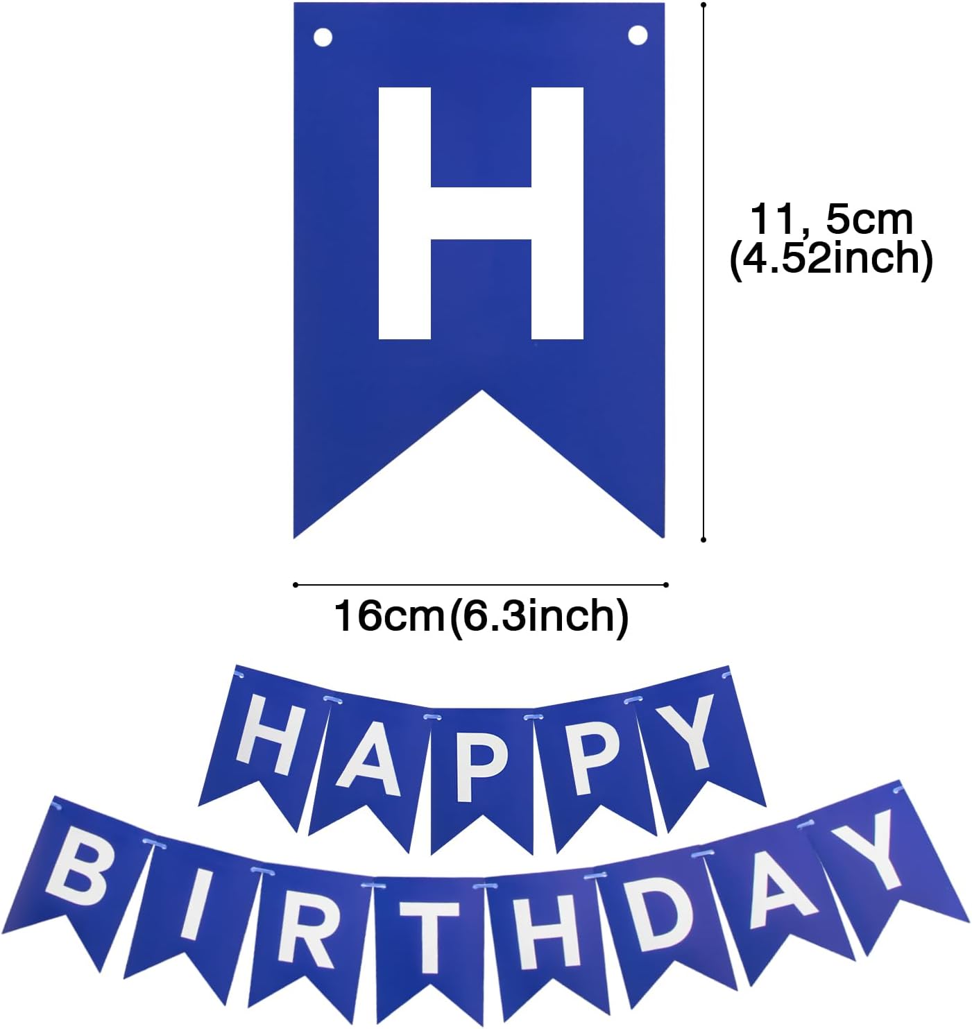 Navy Blue Birthday Party Decoration, 24Pcs Hanging Paper Fans, Pom Poms Flowers, Garland String Polka Dot, Happy birthday Banner and Triangle Bunting Flag Packs for Birthday Parties,and Baby Shower