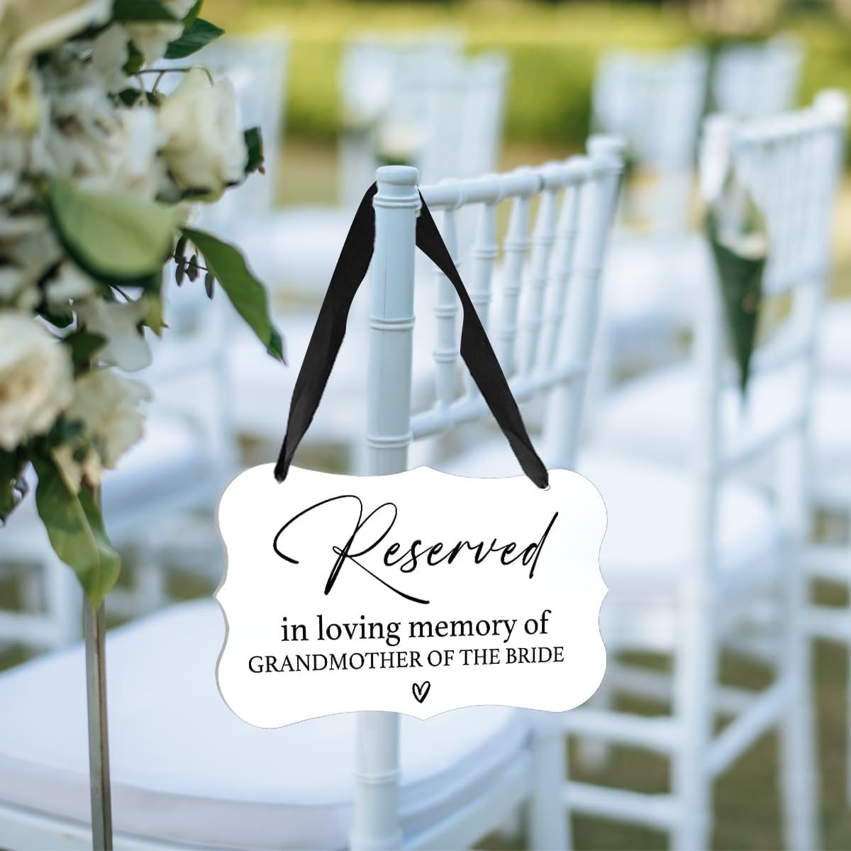 Acrylic Wedding Sign, Ring Bearer Sign, Reserved Seating Signs, for Grandmother of The Bride, Rustic Wedding Decor Signs, Acrylic Wall Art With Ribbon for Chairs Weddings Decor (White)