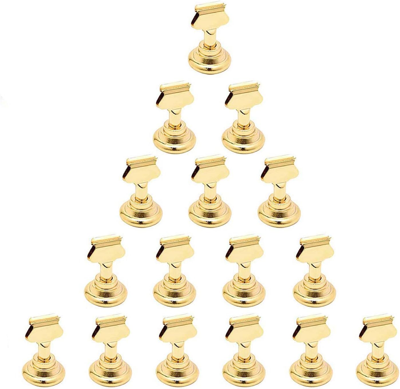 Urban Deco 16 Pieces Table Card Holder Place Card Holders 1.7 inches Gold Steel Card Holders for Photos, Food Signs, Memo Notes, Weddings, Restaurants, Birthdays. (Gold)