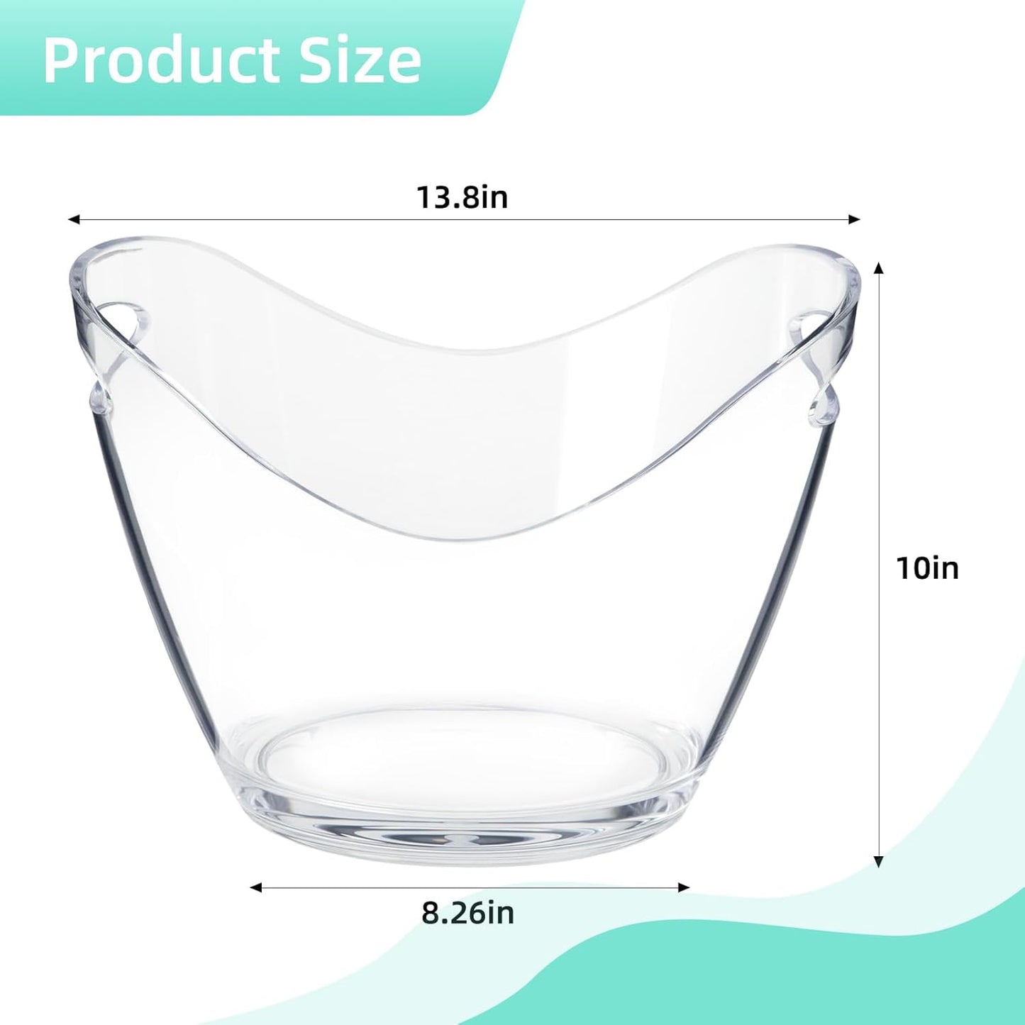 Large 8L Party Beverage Bucket, Acrylic Ice Bucket for Cocktail Bar, Cooler for Champagne, Red Wine or Beer, Food Grade, Suitable for Home Parties, Bars and Outdoor