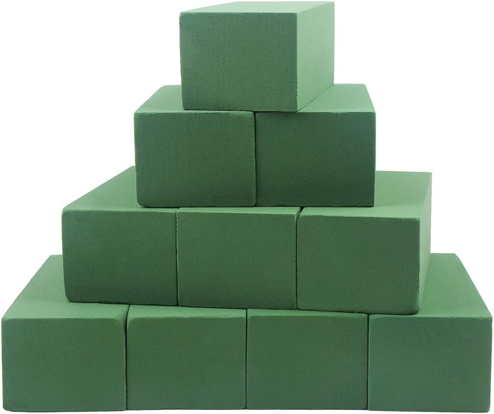 CCINEE Floral Foam Bricks,Florist Foam Green Wet Blocks Supplies for Flower Arrangement DIY Craft,Pack of 10