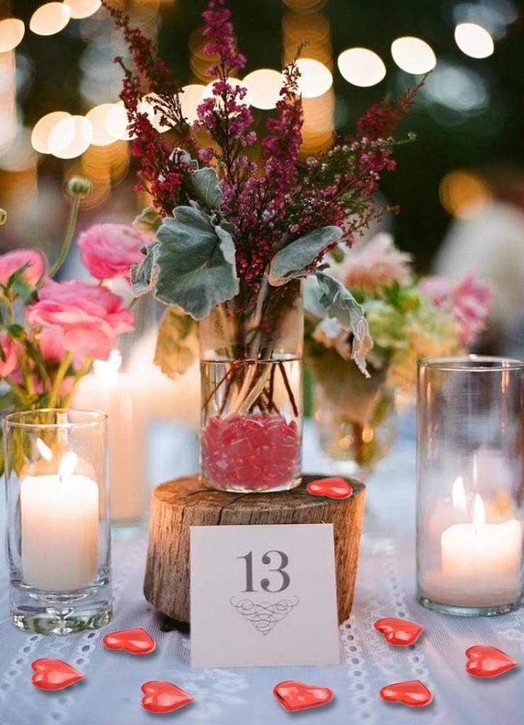 Fangoo 110 Pieces Pink Acrylic Heart Flat Back Heart Gems for Valentine's Day Decorations, Vase Filler, Table Scatter Decoration, Wedding Decorations,Home Decorations(Pink, 8OZ)