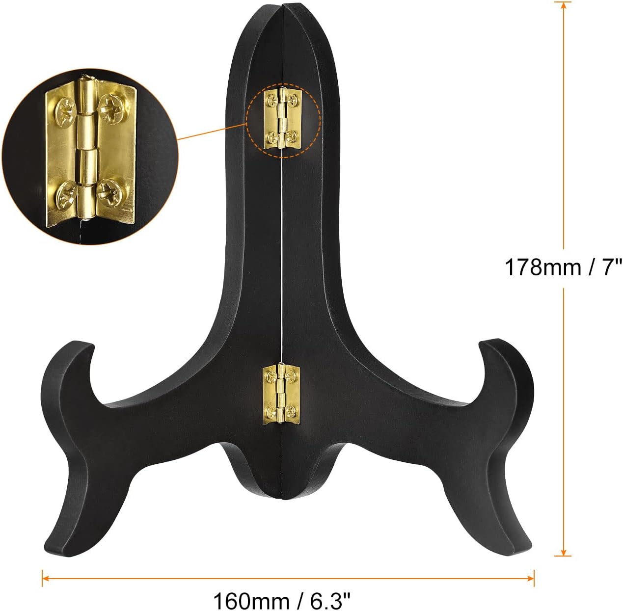 uxcell 7" Easel Plate Holder, Wooden Folding Display Stand Black for Decorative Picture Frame