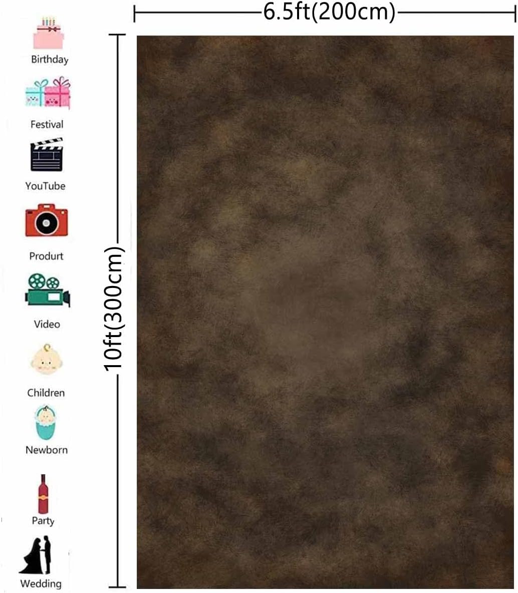 6.5x10ft Dark Brown Mottled Texture Photography Backdrop for Portrait Photo Studio Prop Abstract Background for Photographyer