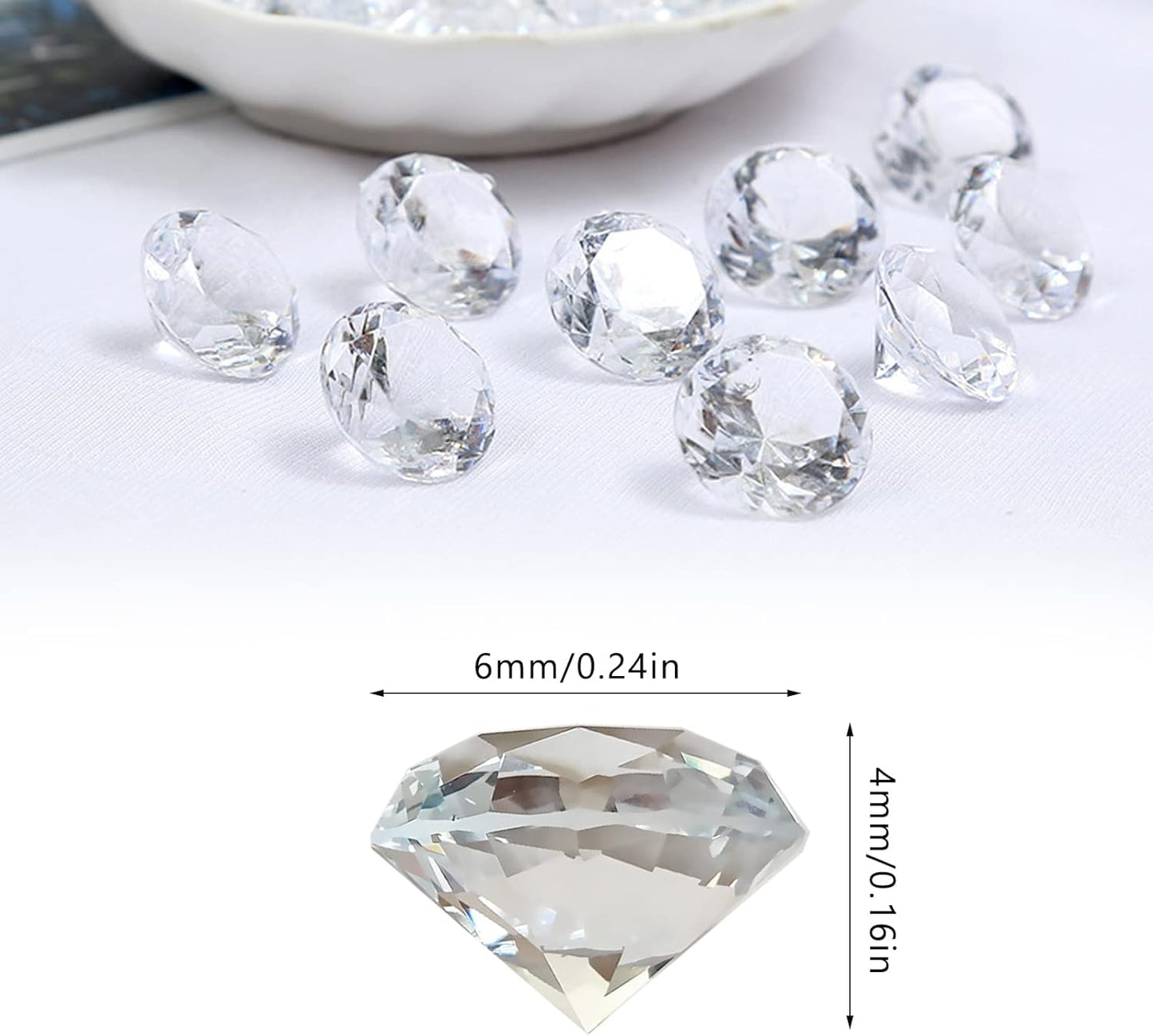 Fake Diamond, 6000PCS 6mm Clear Acrylic Diamonds Crystals Gems for Vase Fillers,Table Scatter, Party Favor, Wedding Decoration, Photography Props, DIY Crafts-6mm
