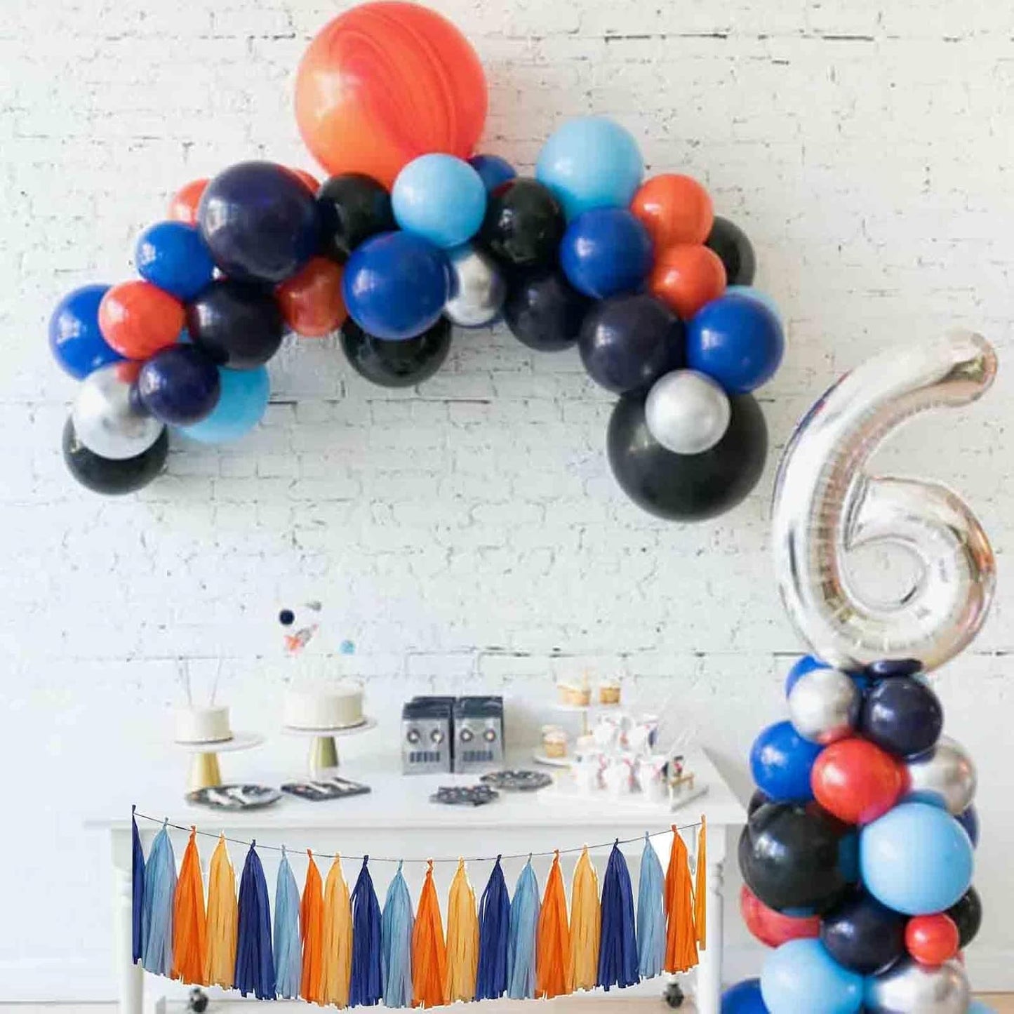GAKA Orange and Blue Tassel Garland Tissue Paper Tassel Banner,Table Decor,Tassels Party Decor Supplies for Theme Party,Wedding,Birthday,Anniversary,DIY Kits,20 PC