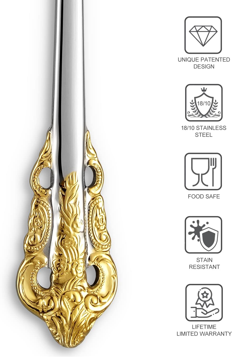 KEAWELL Luxury 6.3" Teaspoons, 18/10 Stainless Steel, Gorgeous Small Spoons, Stirring, Mixing, Sugar, Cake, Dessert Spoons, Mini Antipasto spoons (Gold Accent)