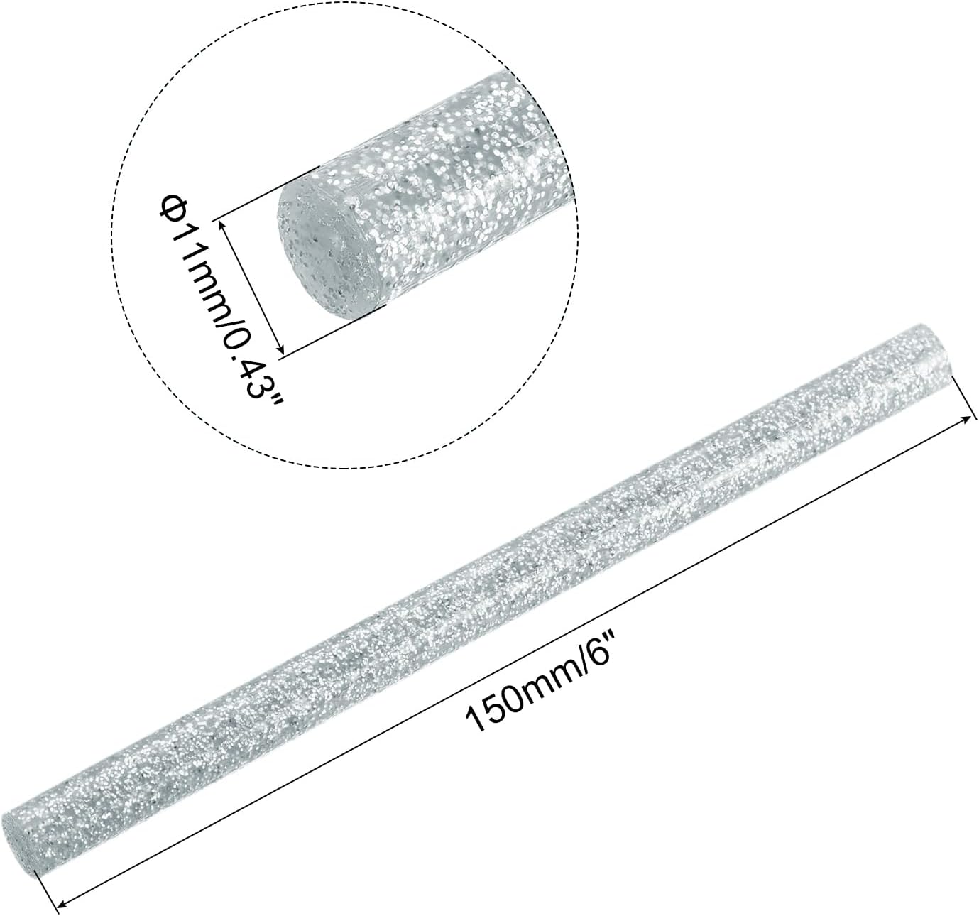 uxcell 20pcs Hot Glue Sticks for Glue Gun 11mm/0.43-inch x 6-inch Mini Hot Melt Adhesive Glue Stick Glitter Silver