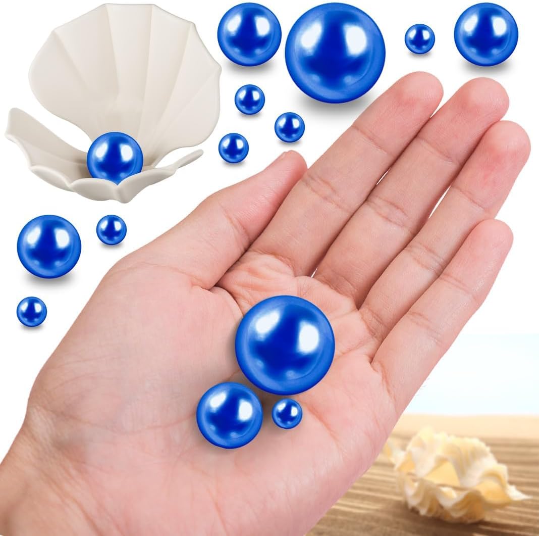 300Pcs Purple Polished No Hole Faux Pearl Beads for Vase Filling Decorations, Plastic Pearls Vase Fillers, Table Scatters, Wedding Centerpiece, Home Decor, 8/14/20 mm