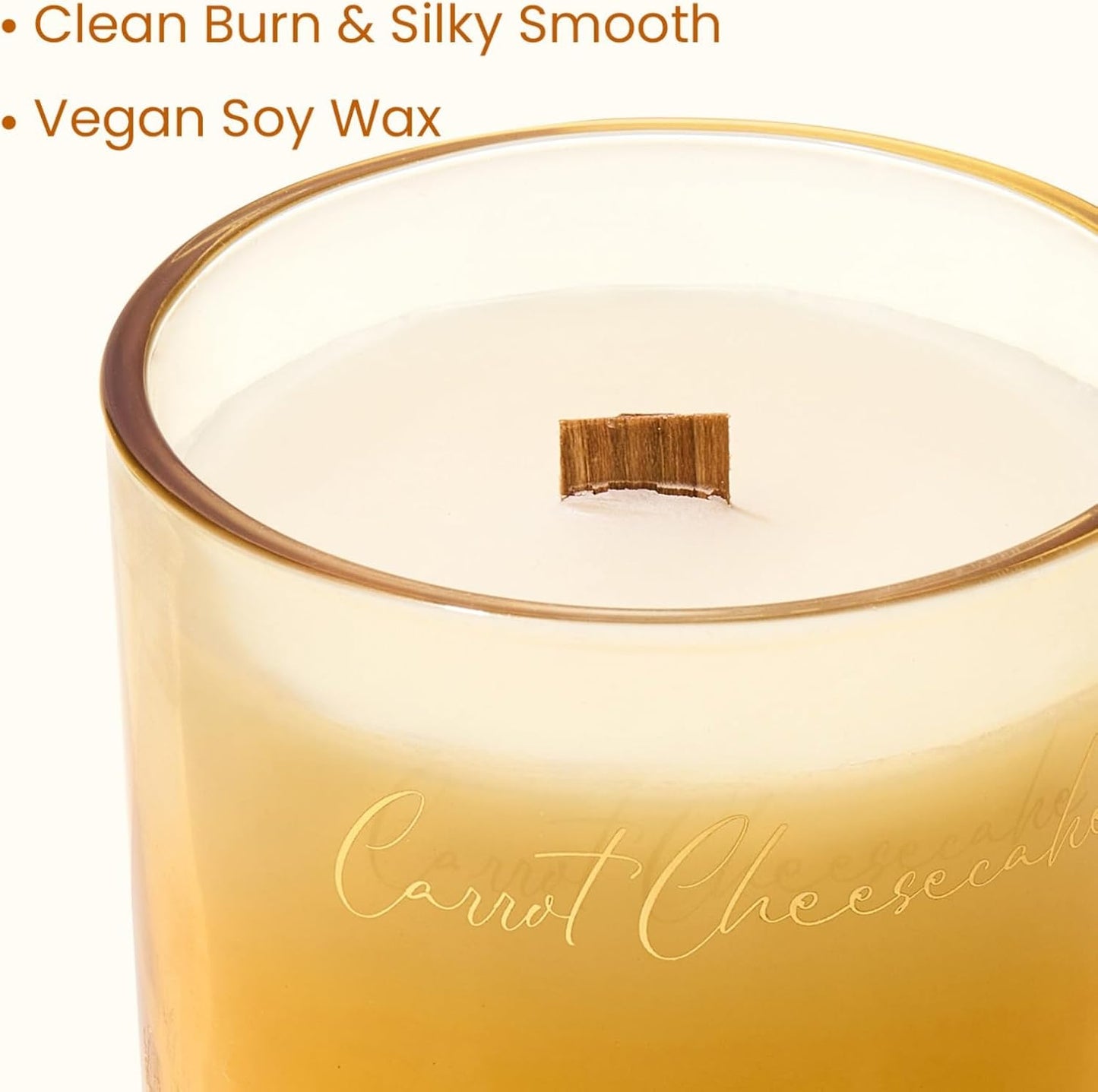 M&SENSE 16.6oz Natural Soy Large Jar Candle with Wooden Wick | Carrot Cheesecake Scent | 95-Hour Burn & Long-Lasting Burn | Easter Candle Gift