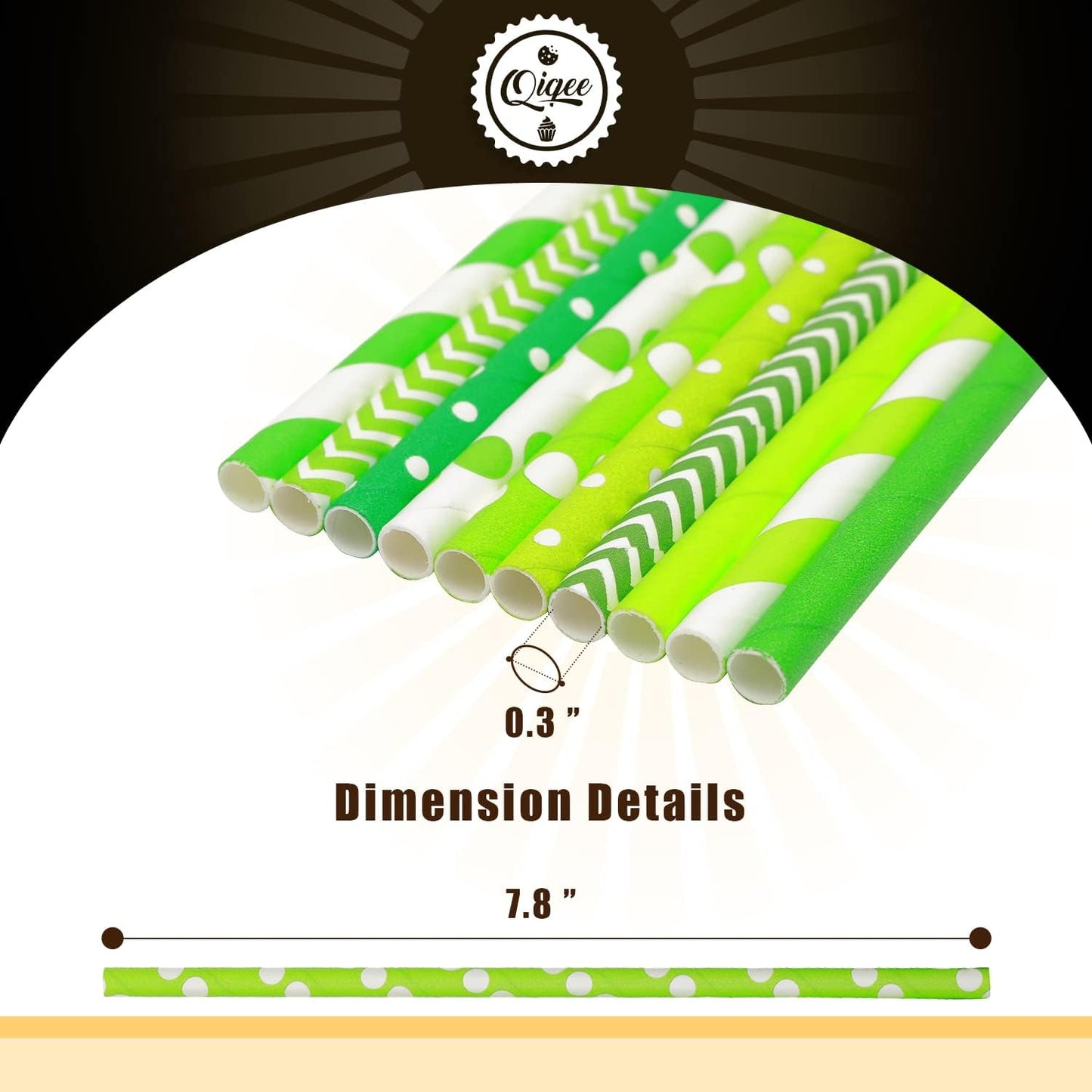 Green Paper Straws for Drinking Green Disposable Straws 150pcs Disposable Straws Bulk（10 Pattern） qiqee