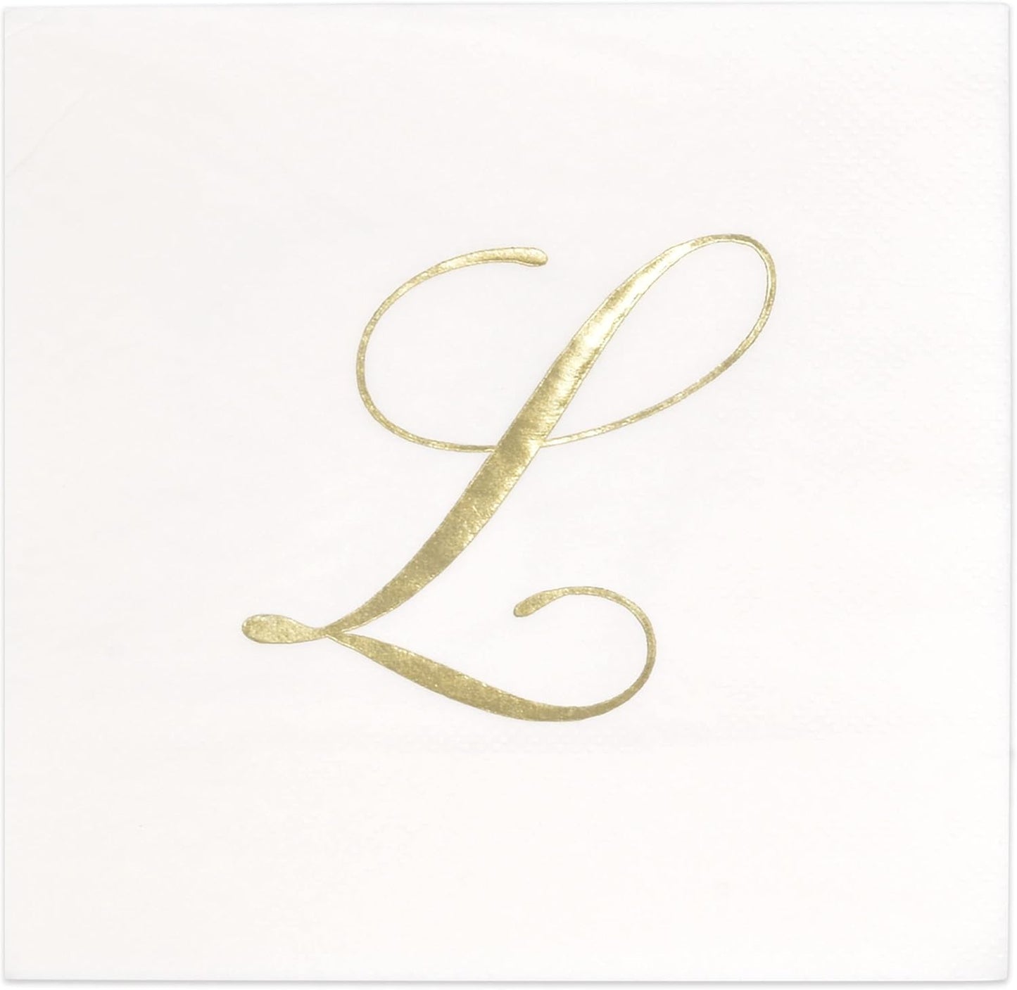 Gift Boutique 100 Gold Monogram Cocktail Napkins Letter L Disposable Paper Pack Elegant Metallic Golden Foil Hand Napkin for Powder Room Wedding Holiday Birthday Party Baby Shower Decorative Towels
