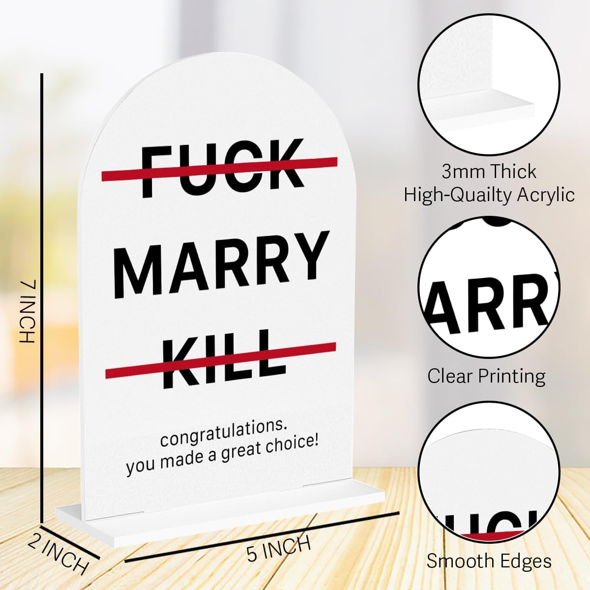 Funny Wedding Gifts for Newlyweds Couples Bridal Shower Gifts for Bride and Groom Bride to be Gift Marriage Engagement Gift Clear Acrylic Desk Decor Sign for Home Office 7 x 5 Inches