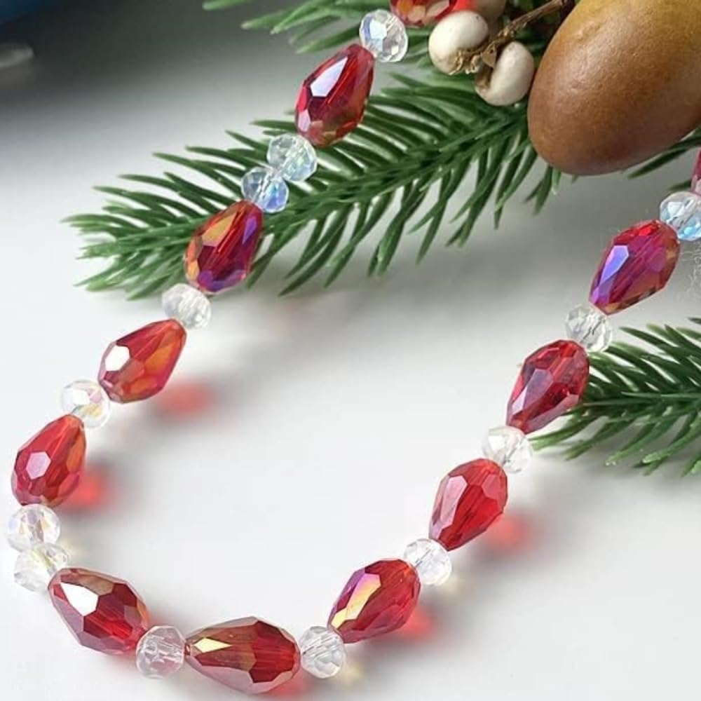 50pcs 10x15mm Teardrop Crystal Glass Beads for Jewelry Making, Faceted Vertical Hole Teardrop Glass Spacer Beads for Wind Chimes Bracelet Earring Necklace DIY Craft(Champagne)