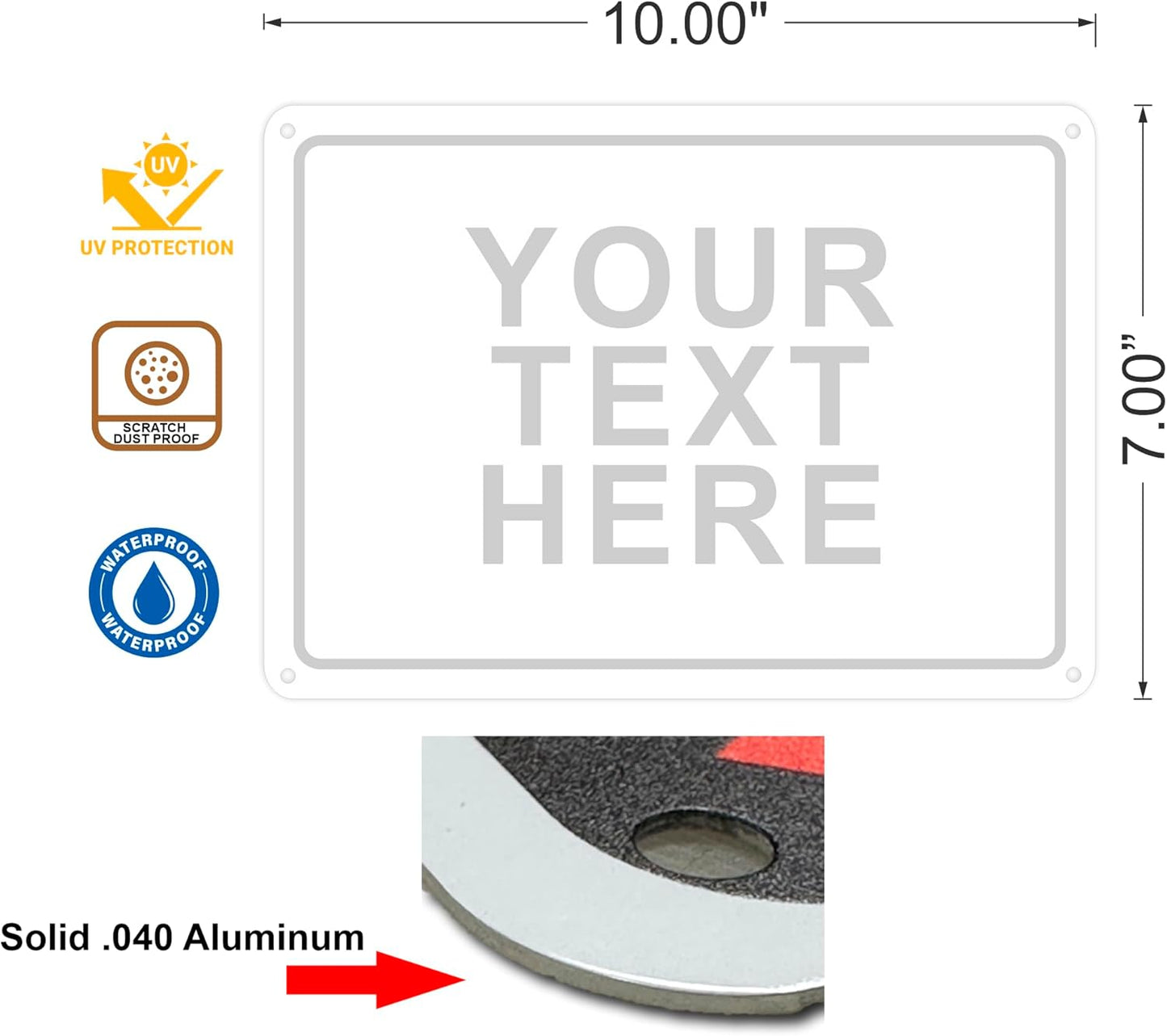 avgrafx Custom Metal Signs, 10x7 inches, Solid Aluminum, UV Printed, Portrait Orientation, No Soliciting, SIGNAGE, Residential & Commercial, Indoor & Outdoor, Door & Wall Mount, Home & Business