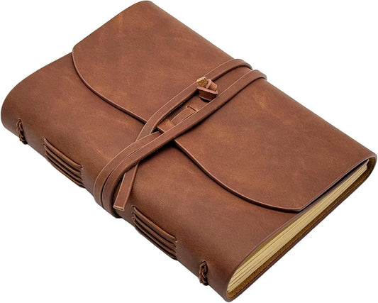 Dark Brown Notebook Journal - Leather Journals for Writing Small Size Diary 5.5x7.5 Inch, Notepad For Women and Man, Gifts,Work,Travel