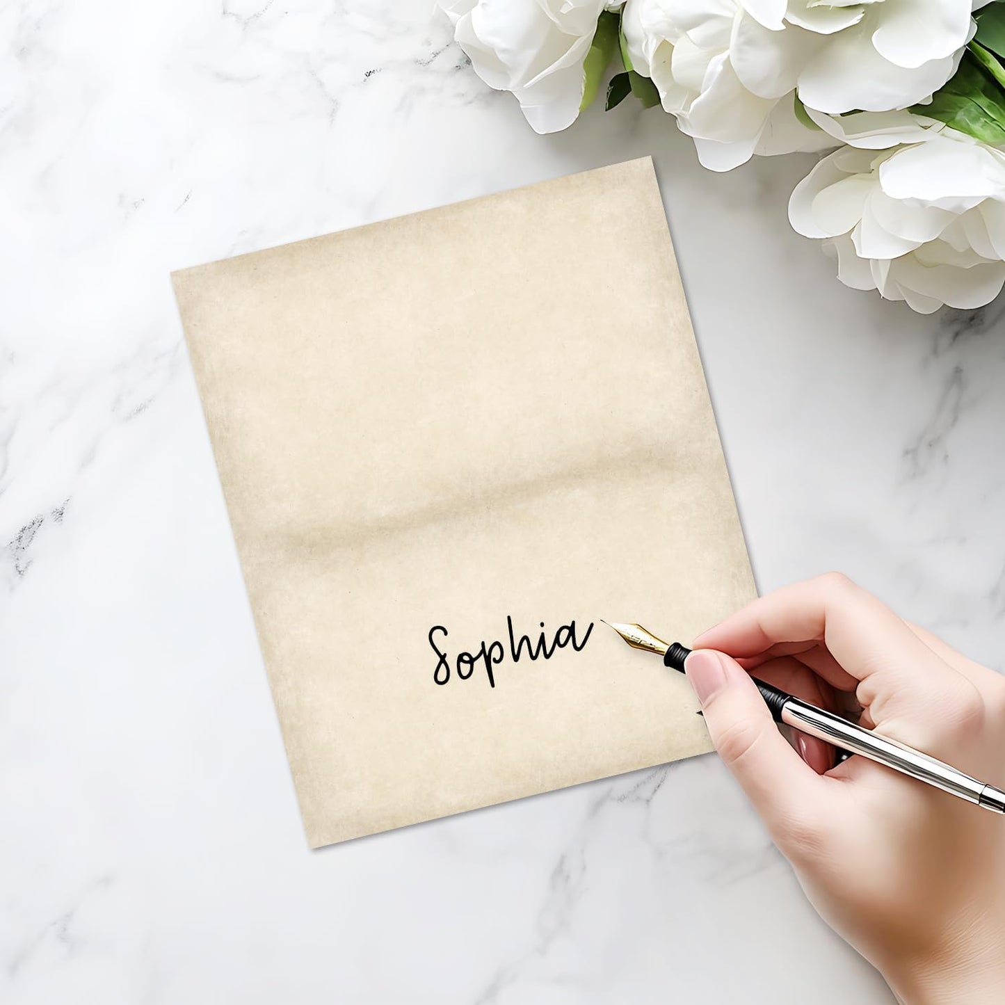 25 Pack Vintage Brown Place Cards, Editable Name Cards for Table Setting, Tent Cards Food Label for Dinner Party, Bridal Shower, Wedding, Baby Shower and Events -T34