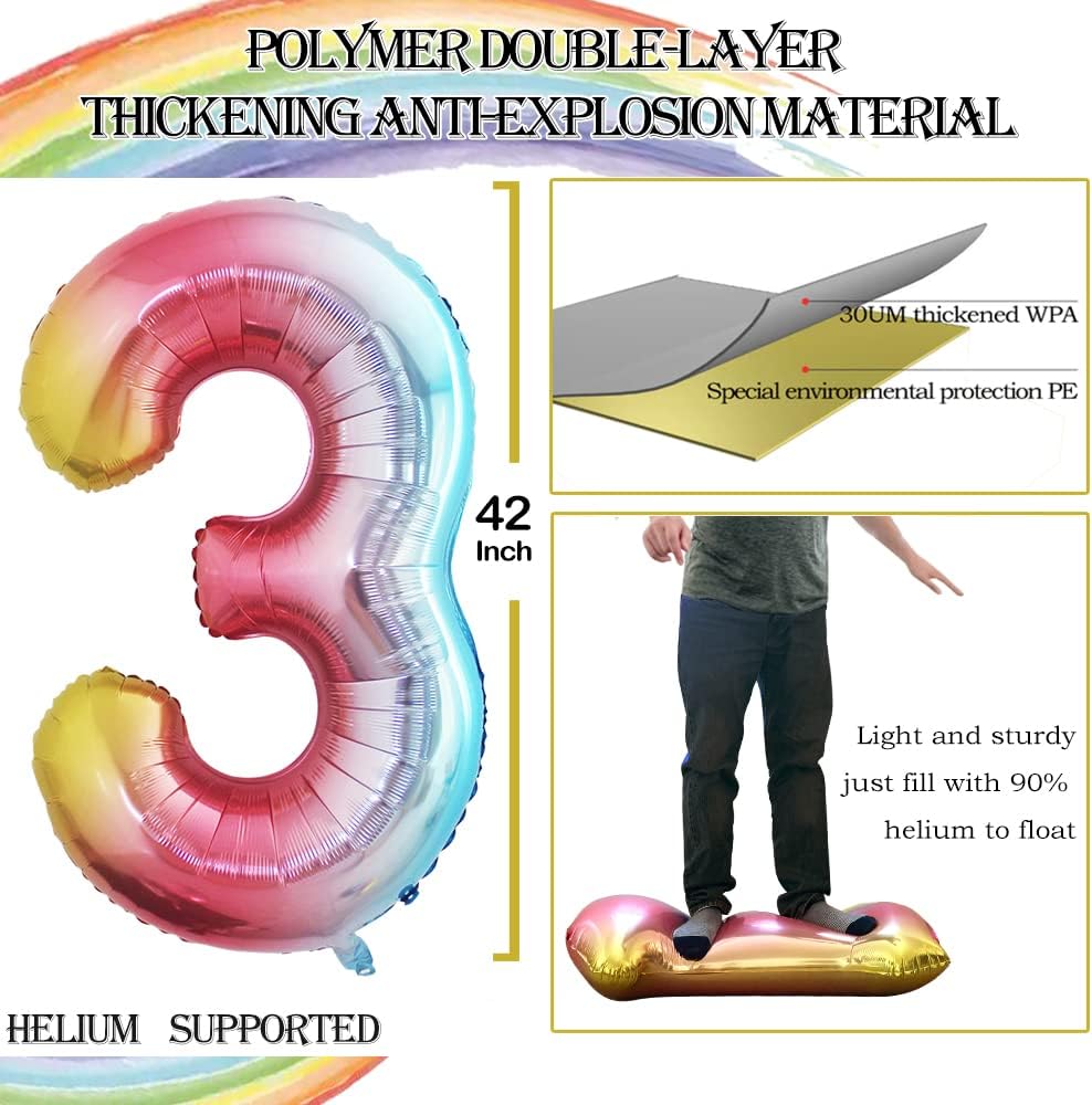 GOER Number 30 Balloons for 30th Birthday Party Decorations,42 Inch Jumbo Foil Helium Balloons for 30th Anniversary (Rainbow)