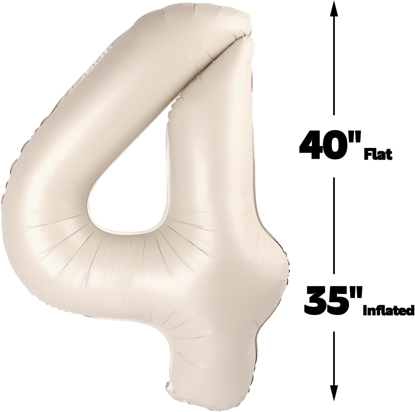 40 Inch Cream White Large Number 24 42 Birthday Balloon, Giant Numbers 24 42 Balloons, Foil Mylar Big Balloons for Anniversary Graduation Supplies Decorations