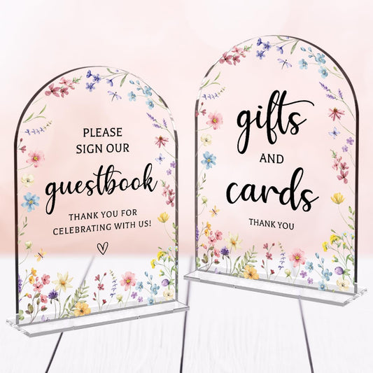 2 Pcs Wedding Decor, Ceremony Sign, Wedding Sign for Reception & Event Party,Bridal Shower Decorations, Wedding Table Decor Accessories for Anniversary And Event 5x7 Inch