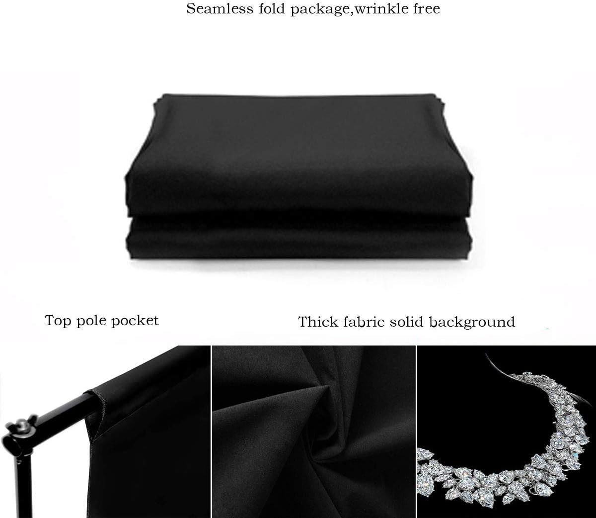 Black Backdrop for Photography Durable Fabric Background Photo Backdrop Video Photography Studio (5x7ft, Black)