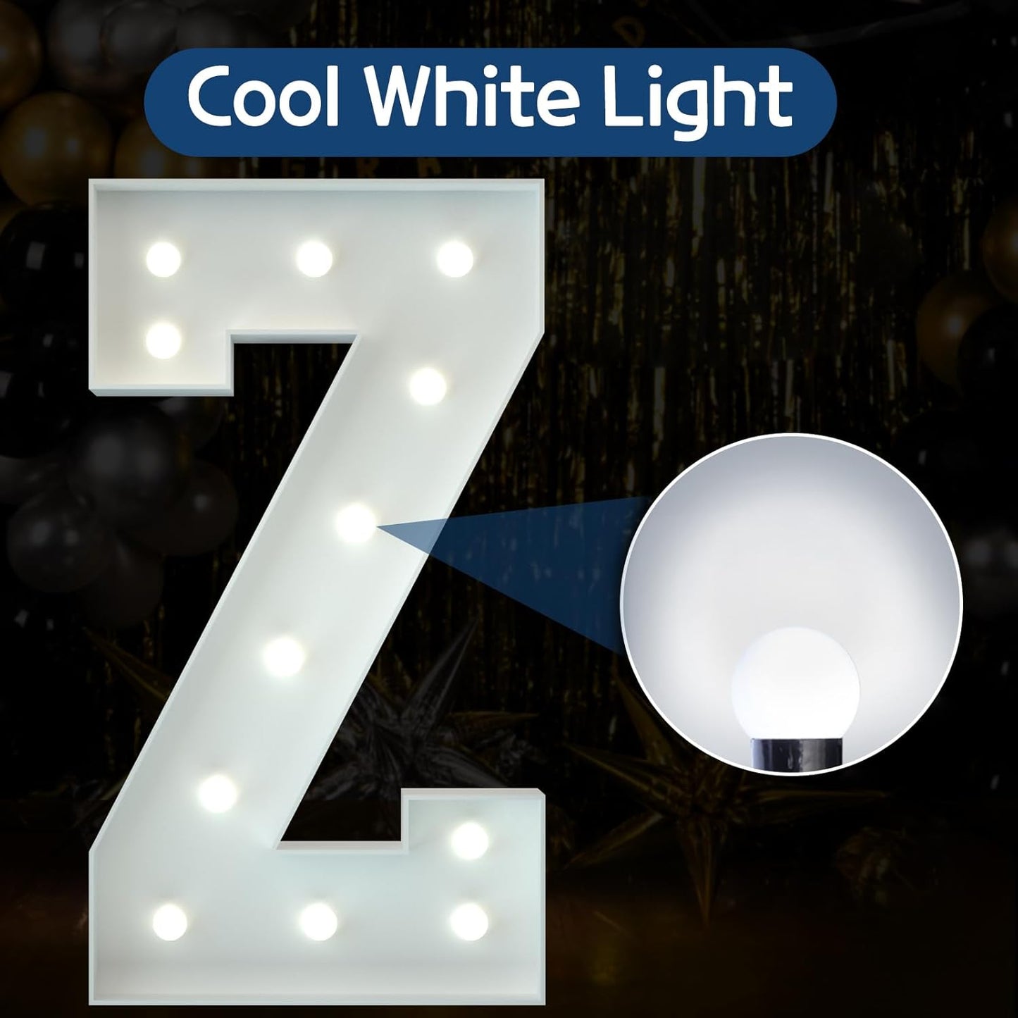 Marquee Letters 4 Feet Tall Large Light Up Letters Baby Shower Decorations Wedding Engagement Proposal White Party Decorations Marry Me Sign Big Cardboard Backdrop Z