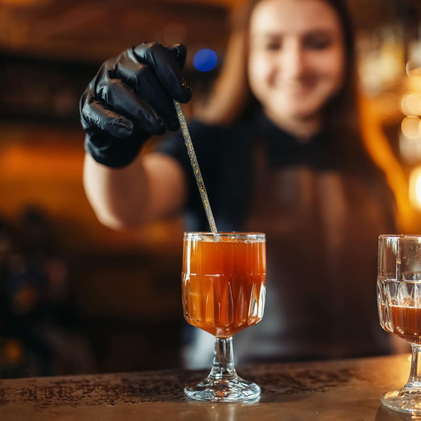 50-PCS Gold Glitter Plastic Swizzle Sticks, Crystal Cake Pops, Cocktail Coffee Drink Stirrers, Lolipop Stick for Christmas Party, 7.24 Inch