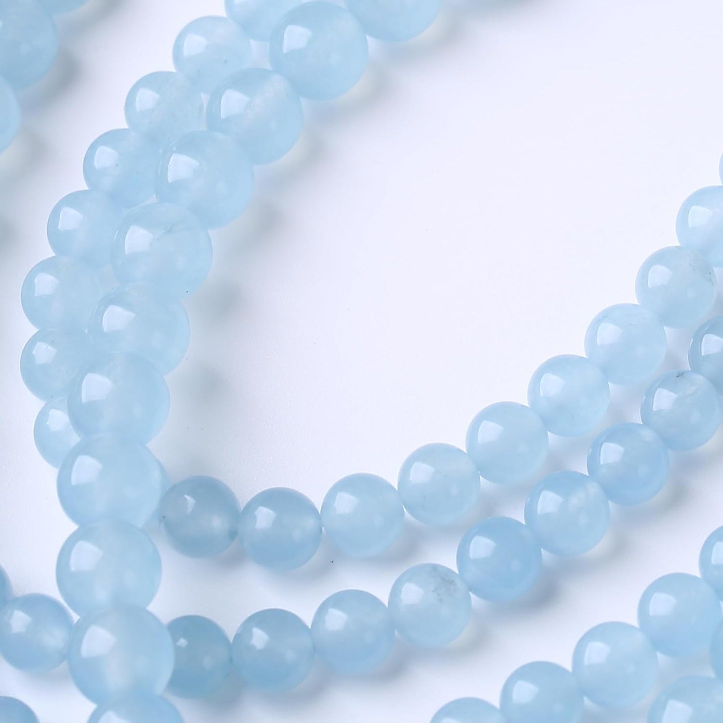 Ice Blue Chalcedony Stone Beads Gemstone Round Crystal Energy Jade Beads Stone Beads for Jewelry Making DIY Bracelet Necklace Jewelry Making 1 Strand 15.5inch 60PCS 6MM