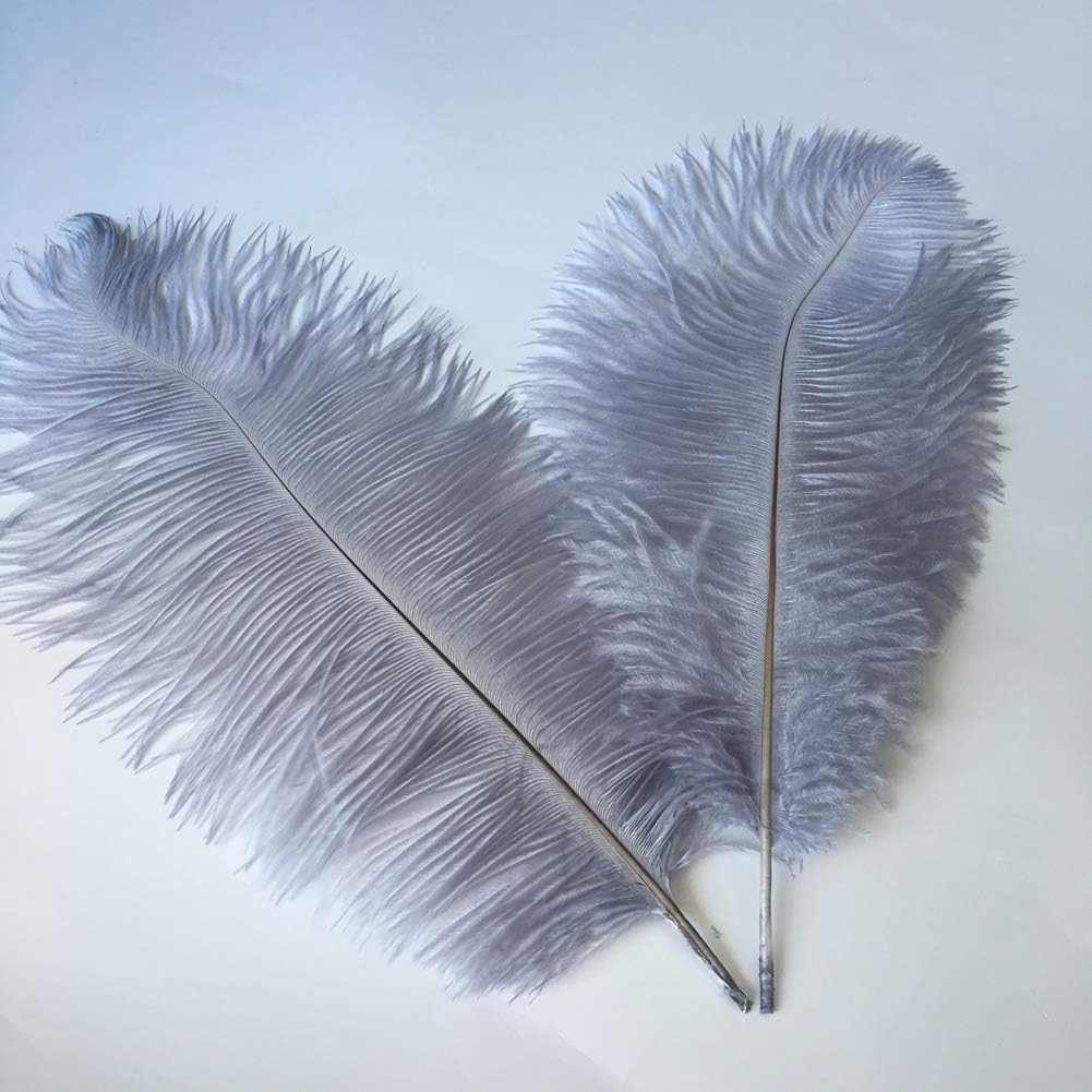 Sowder 14-16inch(35-40cm) Ostrich Feathers Plume for Wedding Centerpieces Home Decoration Pack of 10pcs(Grey)