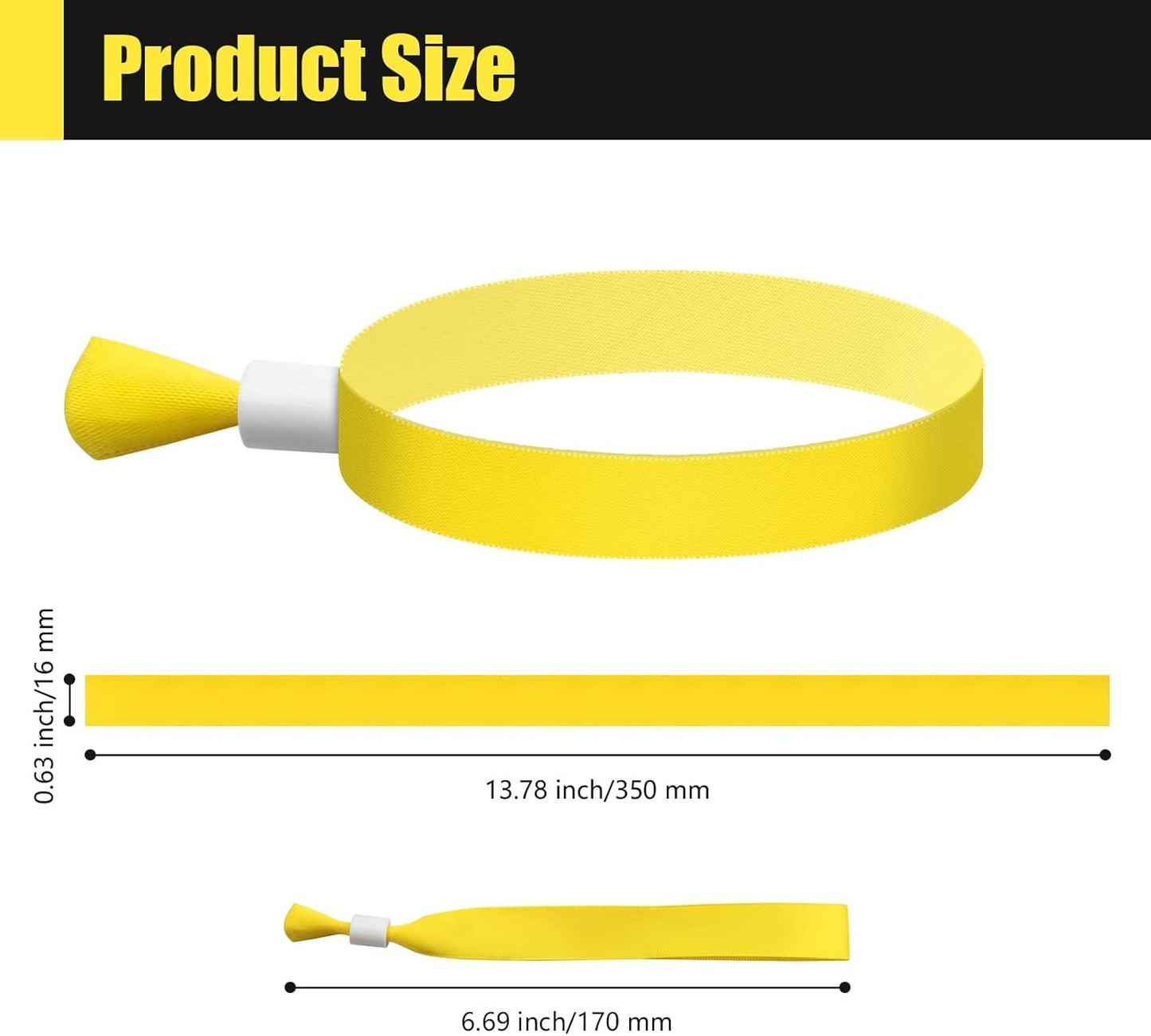 Green-Power America 100 Pcs Cloth Event Wristbands, Event Wristbands, Colored Wrist Bands for Events, for Lightweight Concert Wrist Strap for Activities, Party Bracelets for Events (Color : Yellow)