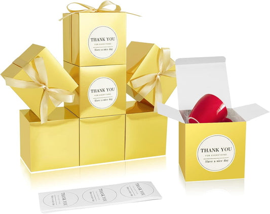 COTOPHER Small Gift Boxes 100 Pack 4x4x4 inches Pink Gift Boxes with Lids for Gifts, Crafting, Wedding Party Favor, Cupcake Boxes, Candy, Bridesmaids Proposal Box with Ribbons and Stickers (Pink, 100