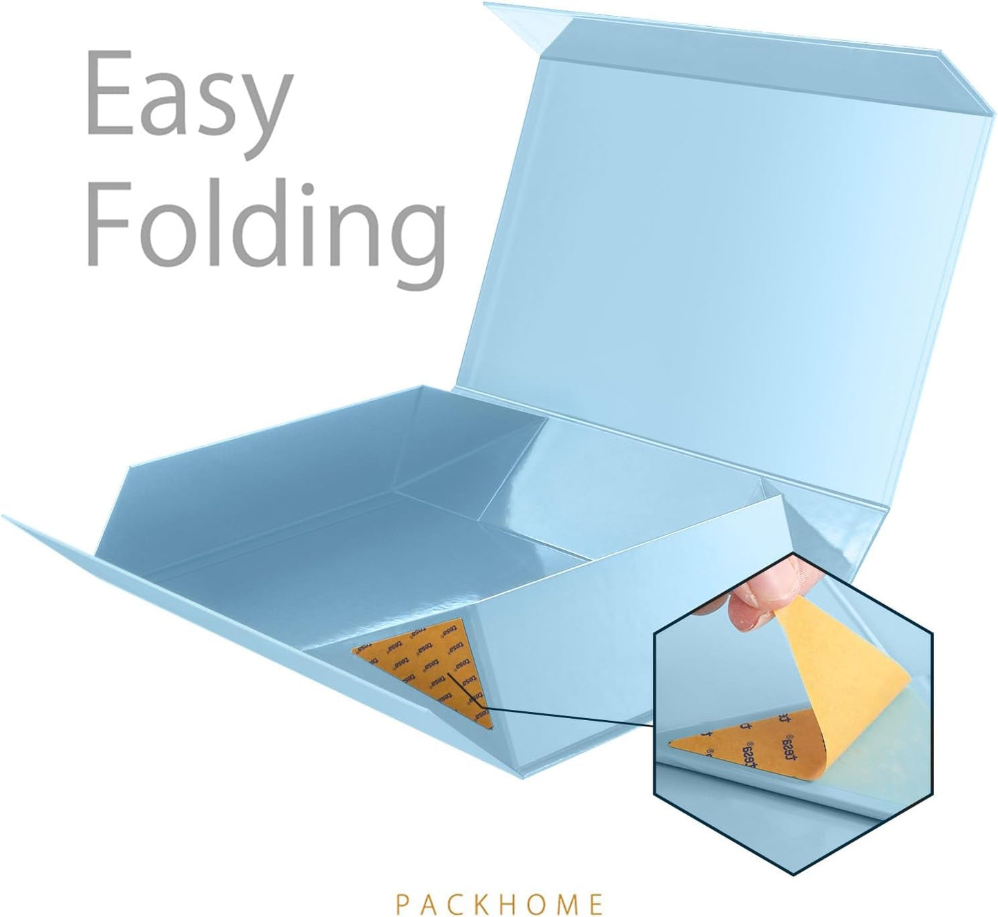 PACKHOME 6 Extra Large Gift Boxes 17.5x11.3x4.3 Inches, Sturdy Shirt Boxes with Magnetic Lids for Clothes and Large Gifts (Glossy Light Blue)