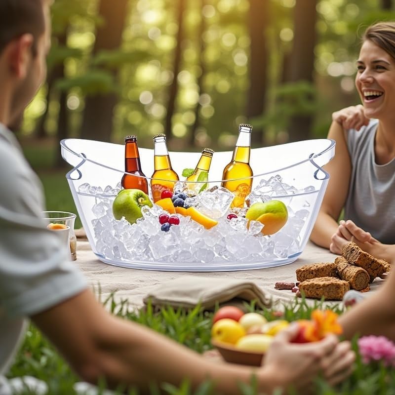2pcs 5.5L Ice Bucket with 1pc Scoops and 1 Wine beer Bottle Opener,Large Clear Acrylic Ice Bucket for for Wine Champagne Mimosa Cocktail Bar Picnic Fruit Storage Basket (2PCS 5.5L)