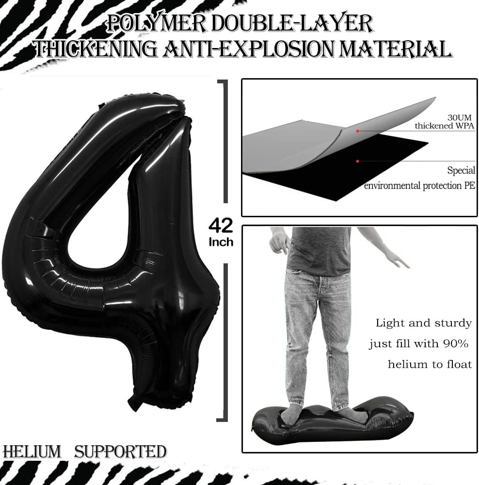 GOER Number 24 Balloons for 24th Birthday Party Decorations,42 Inch Jumbo Foil Helium 42 Balloons for 42nd Birthday Party Decoration (Black)