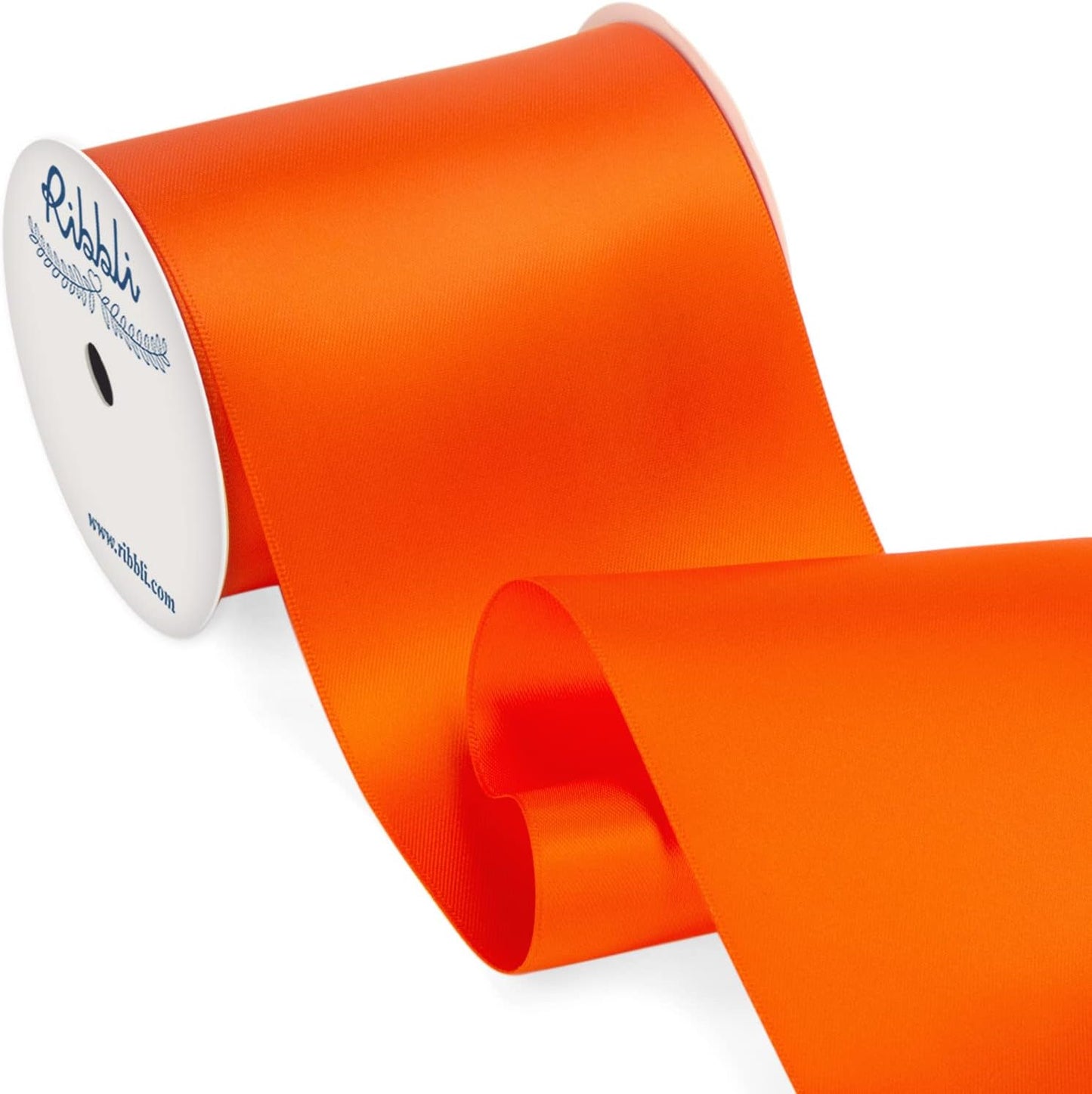 Ribbli Torrid Orange Satin Ribbon 4 Inch Wide Orange Ribbon for Wedding Chair Sash Grand Opening Ceremony Big Bows Gift Wrapping Floral Crafts Cake Decor-Double Faced Satin Continuous 10 Yards