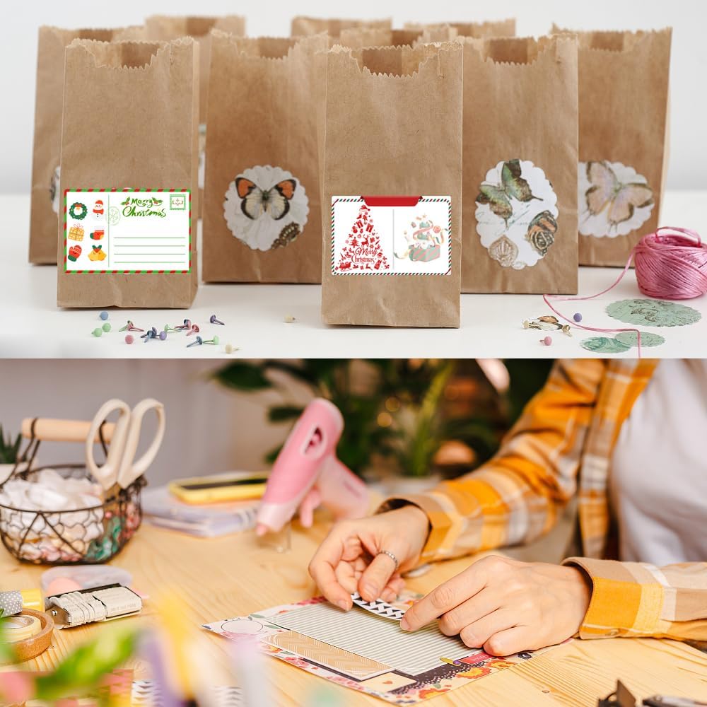 100-1000pcs Custom Stickers Merry Christmas Stickers Personalized Labels Adhesive Xmas Decorative Envelope Seals Stickers for Cards Gift Boxes(Round-10)