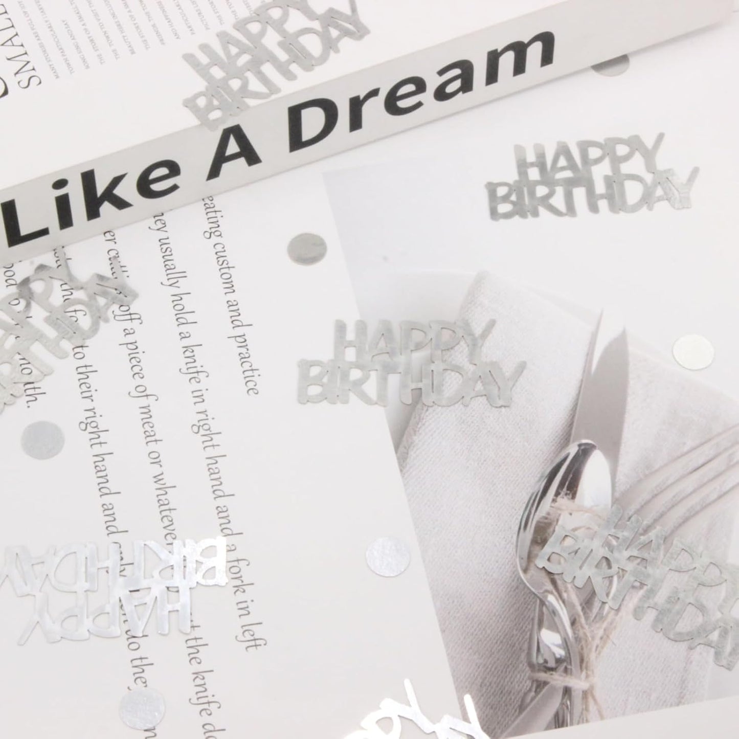 Birthday Confetti - Silver for Happy Birthday Table Decorations, 270 Pcs