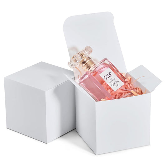 MESHA White Gift Box 50PC 3x3x3'' Sturdy Gift Boxes with Lids, Bridesmaid Proposal Gifts Box for Bridal, Cupcake, Godmother, Groomsmen Proposal Box, Party Favor, Wedding Favor