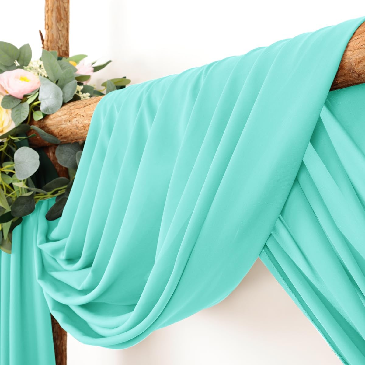 Wedding Arch Draping Fabric 2 Panels 30'' x 18FT Teal Sheer Chiffon Arch Drapery for Photo Booth Bridal Shower Baby Shower Church Decor Newborn Photography Christening Outdoor Party