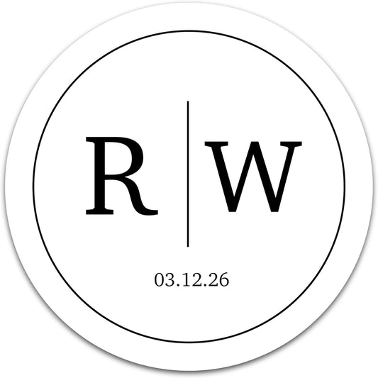 Personalized Wedding Stickers - Custom Wedding Envelope Seals for Invitations, Thank You Cards, and Save The Date (50-1000 Stickers) (Initials with Date)