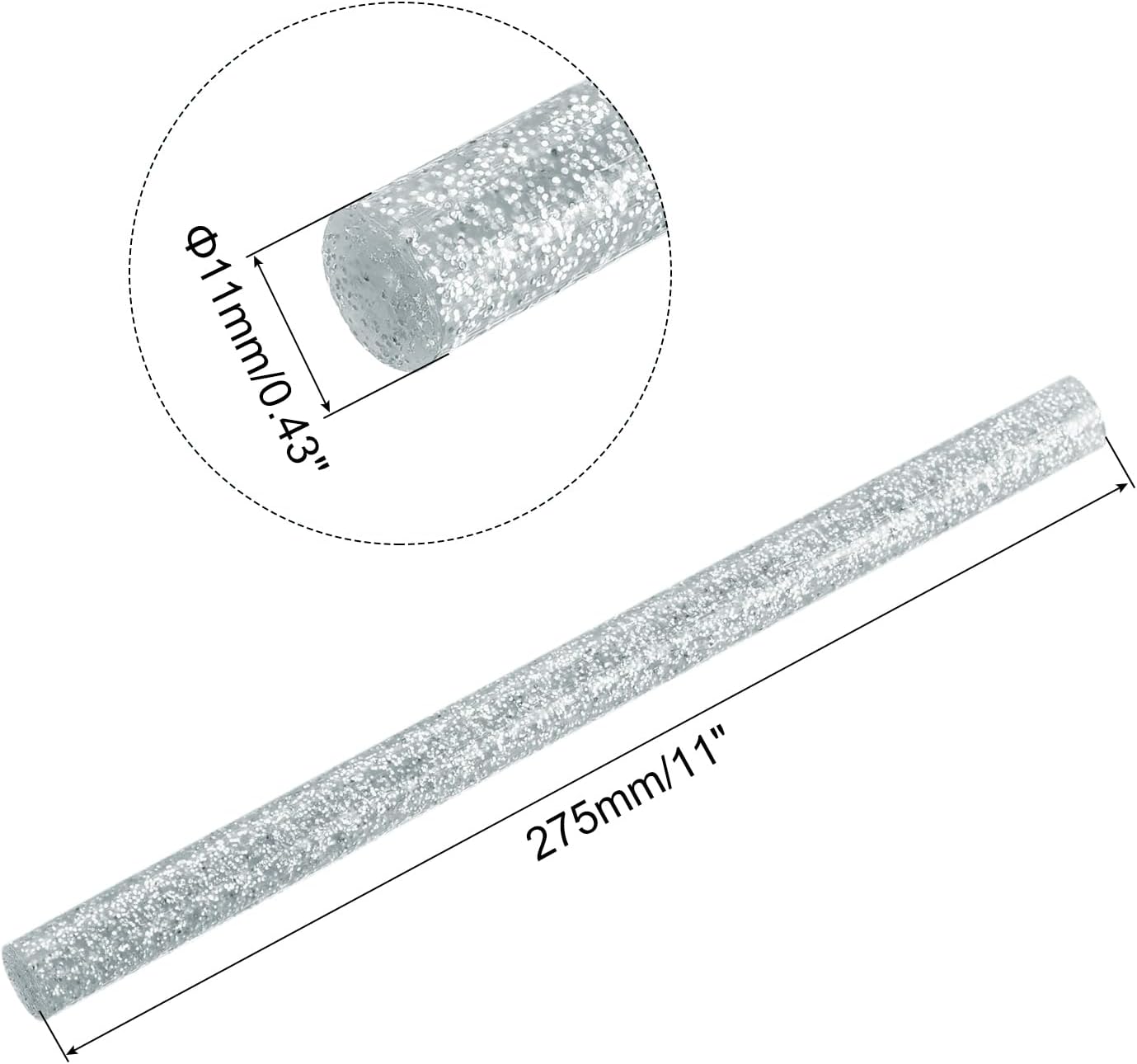 uxcell 20pcs Hot Glue Sticks for Glue Gun 11mm/0.43-inch x 11-inch Mini Hot Melt Adhesive Glue Stick Glitter Silver