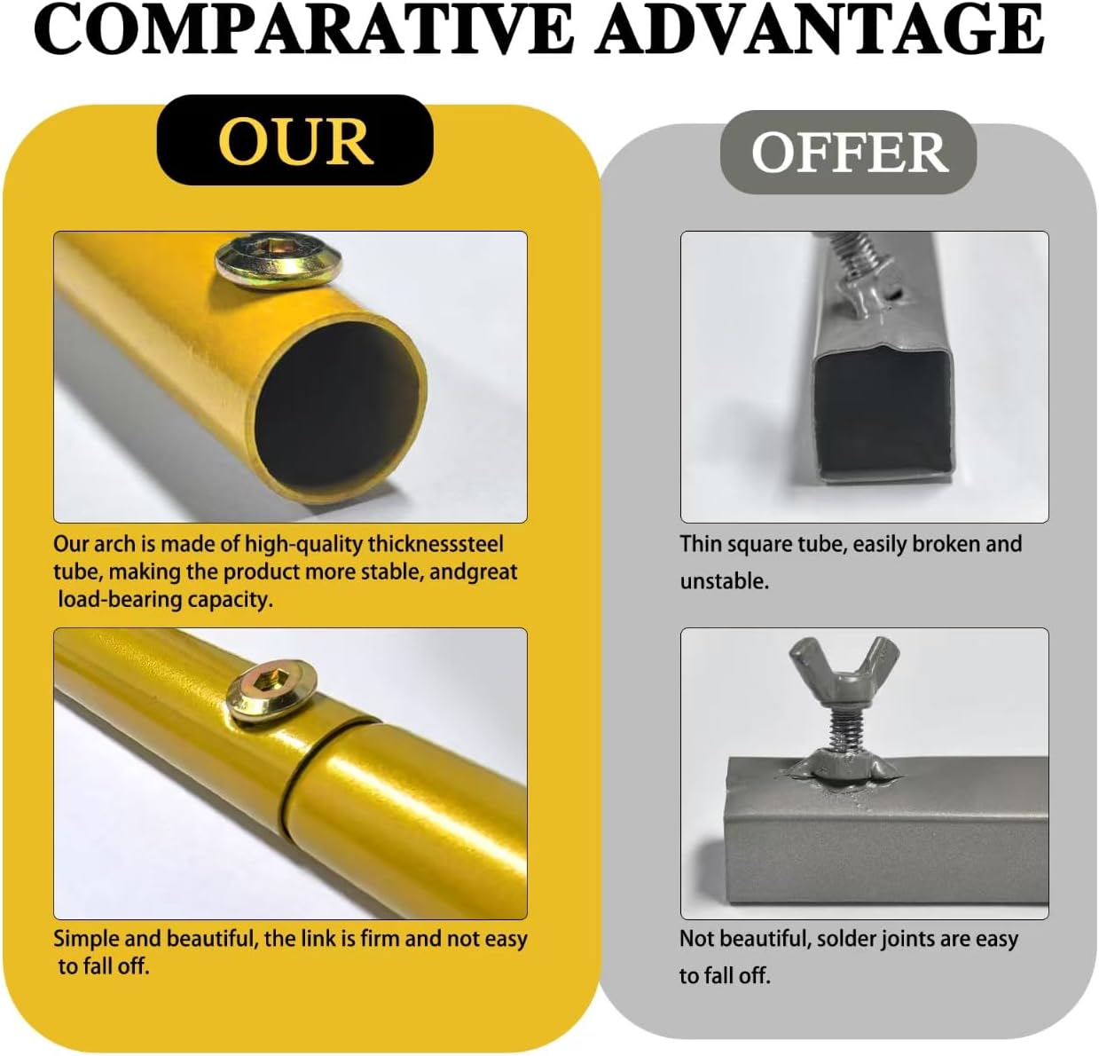 6foot Wedding Arch Frame and 2 Golden Water Bags, Arch Background Stand, Suitable for Weddings, Birthday Parties, Brides, Baby Parties, Photo Booths, Garden Decorations