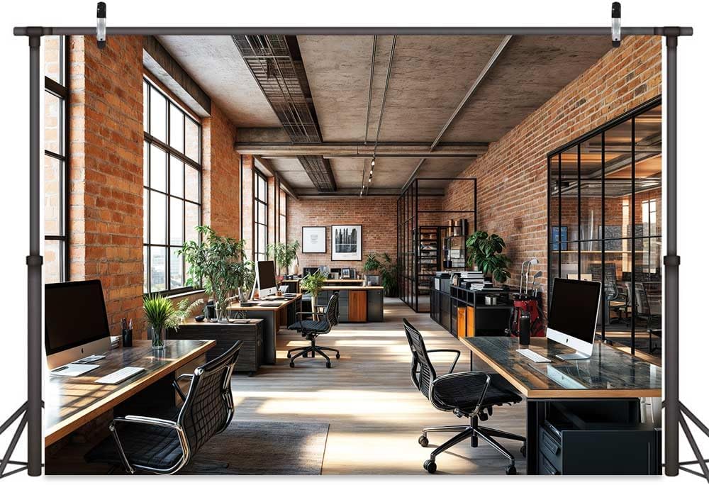 8X8ft Office Video Photo Backdrop Photography Background for Recording Conference, Zoom Home Podcast Backdrops Photo Booth Prop Decorations Wall Decor Tablecloth