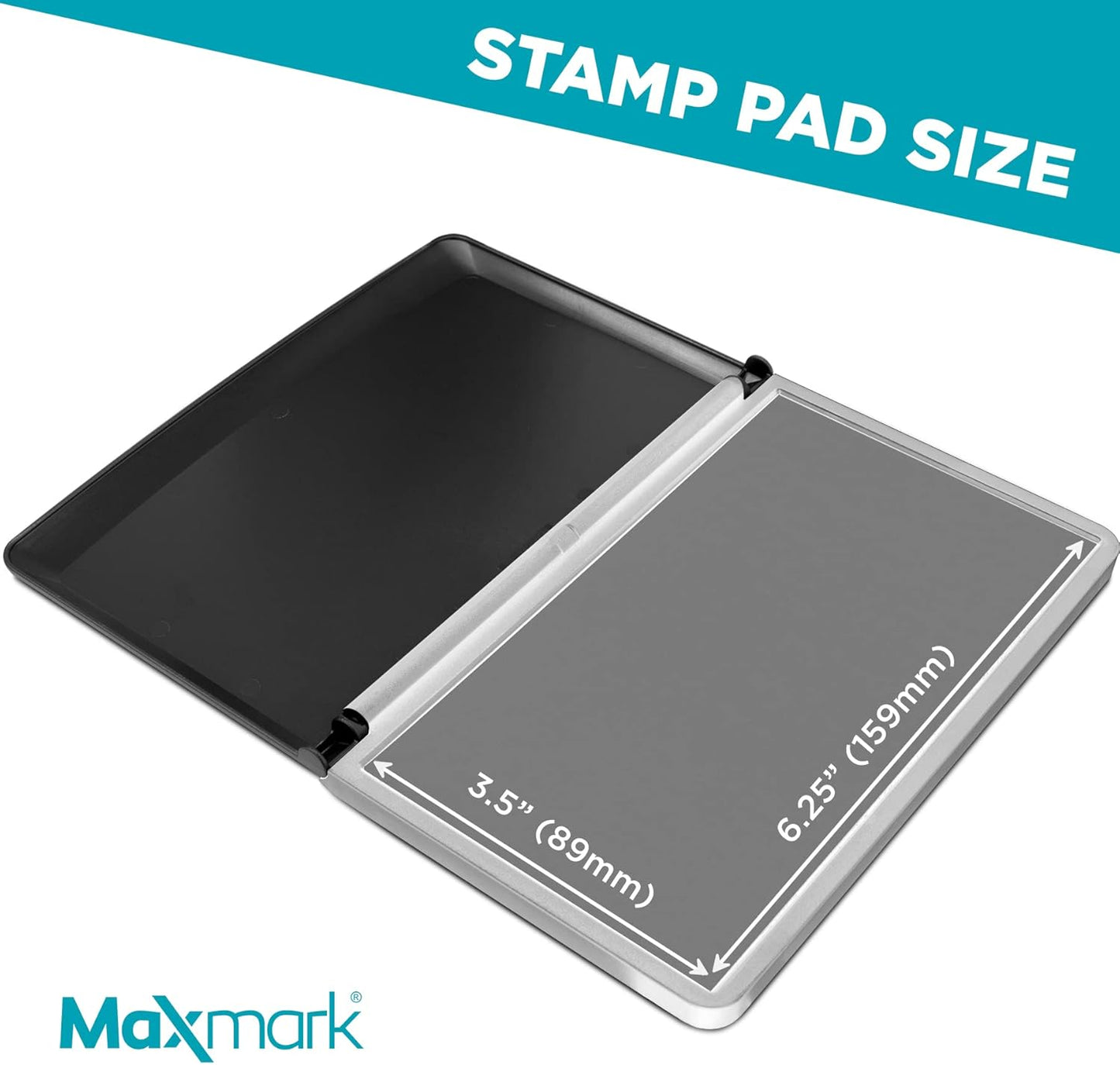MaxMark Large Premium Gray Ink Stamp Pad - 3.5" x 6.25" - Quality Felt Pad
