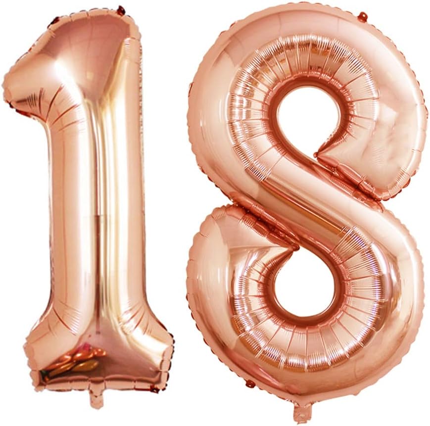 GOER Number 18 Balloons for 18th Birthday Sweet 18 Party Decorations,42 Inch Jumbo Foil Helium 81 Balloons for 81st Birthday Party Decoration (Champagne Gold)