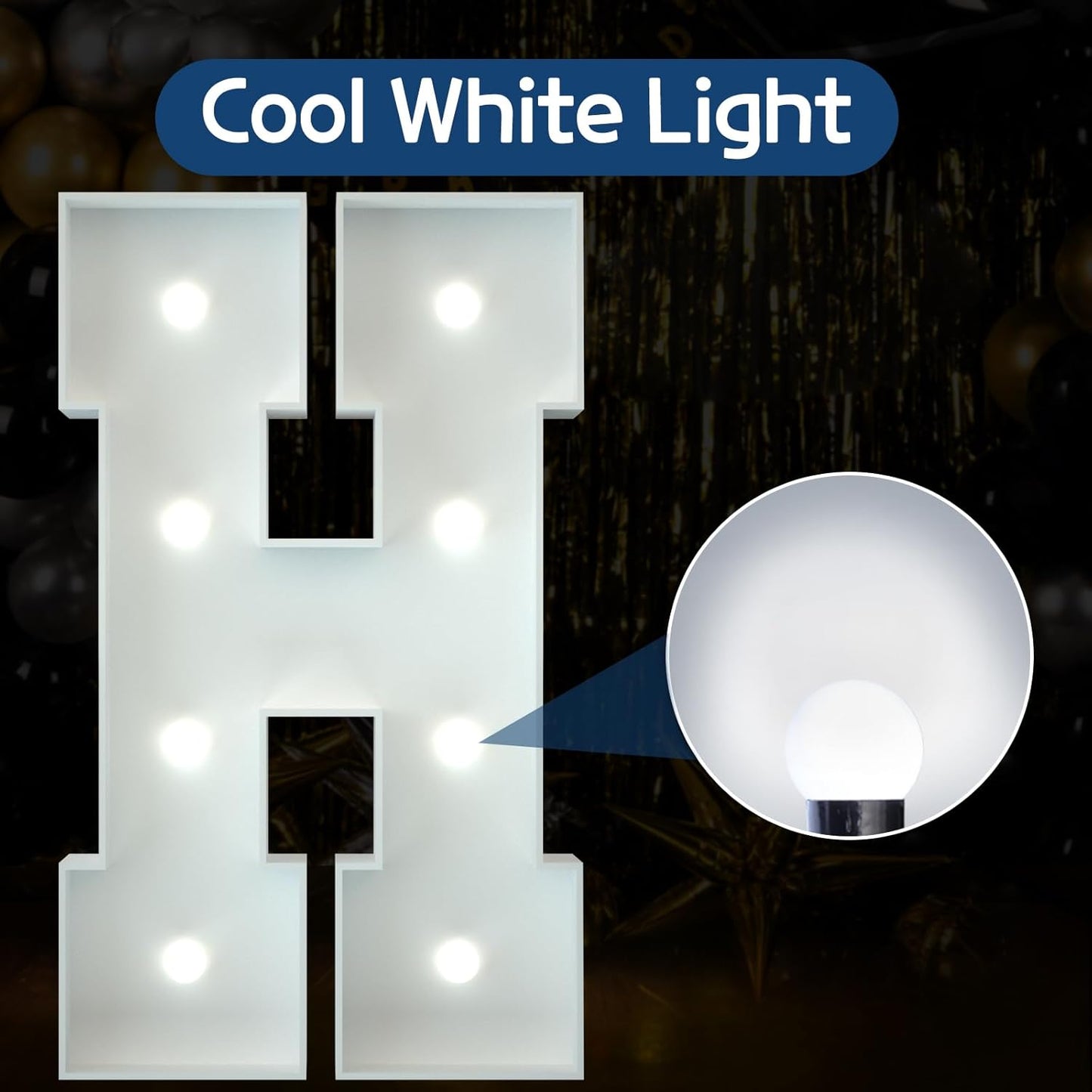 Marquee Letters 3 Feet Tall Large Light Up Letters Baby Shower Decorations Wedding Engagement Happy birthday White Party Decorations Marry Me Sign Big Cardboard Backdrop H