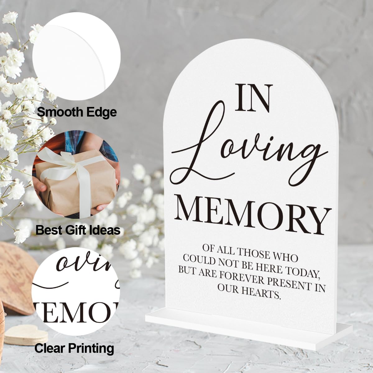 In Loving Memory Wedding Sign, Wedding Engagement Bridal Shower Reception Event Party Table Desk Acrylic Decor